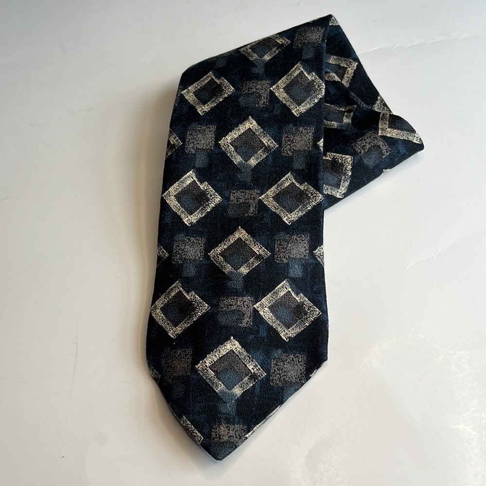 Haggar collections Silk Blue Gray Tan Pattern Tie